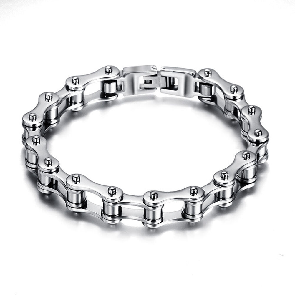 Punk Stainless Steel Bracelet Men Biker Bicycle Motorcycle Chain Bracelet  BDA