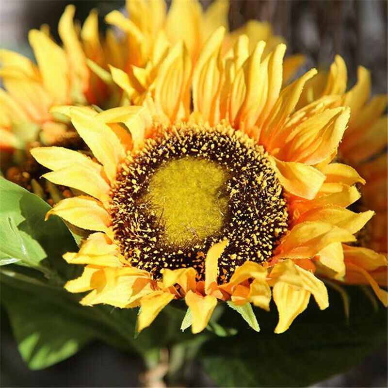 7 Heads Elegant Yellow Sunflower Silk Artificial Flowers Bouquet Home Decor