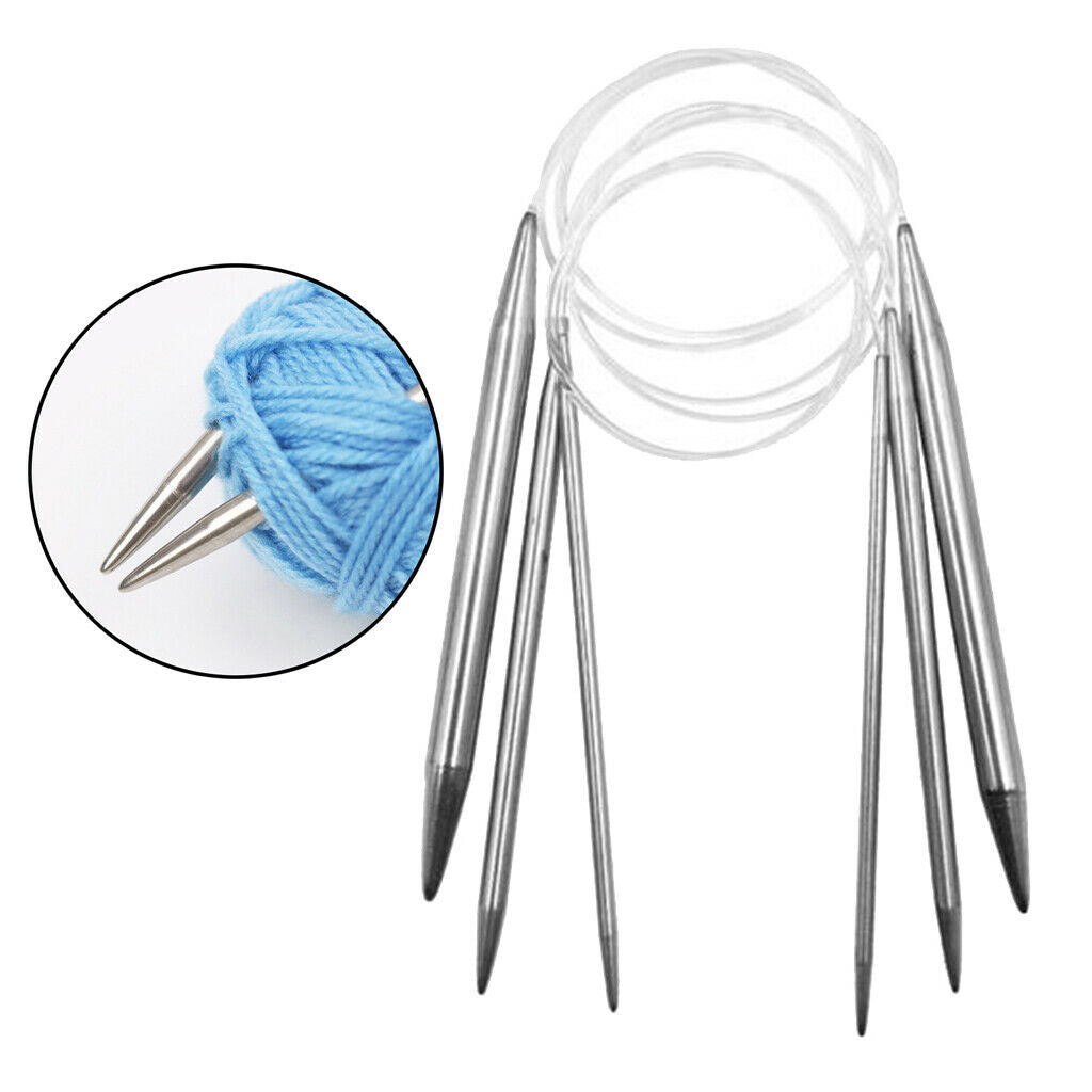 3pcs 80cm Circular Knitting Needles with Clear Tubes Double-Pointed
