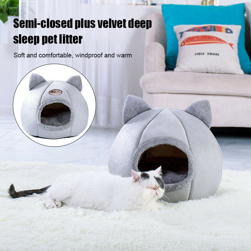 Pet Dog Cat Tent Small House Soft Foldable Deep Sleep Semi-Enclosed Pet Nest