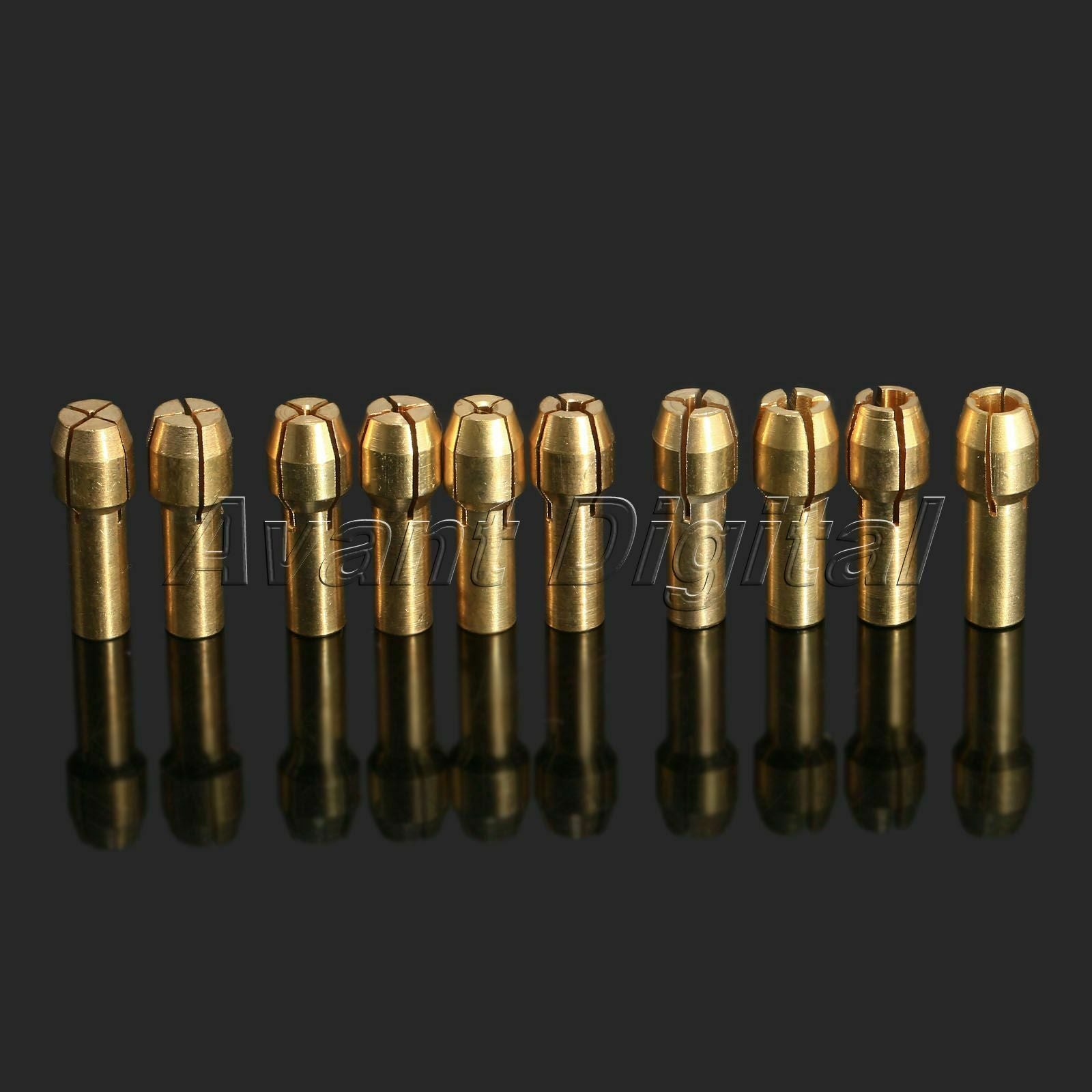 10 Sizes Brass Collet Adapter Nut Set for Power Rotary Tools Size 0.5-3.2mm