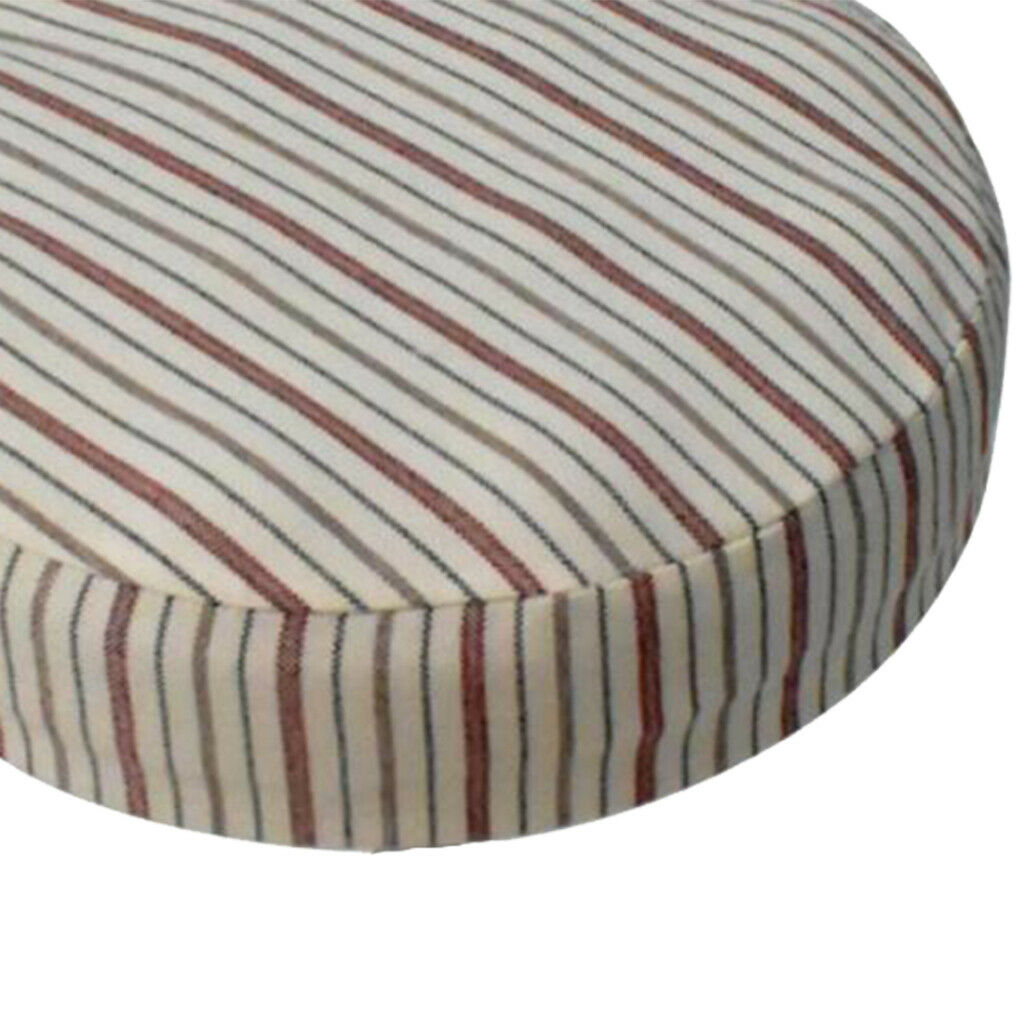 Round Bar Stool Cover Chair Seat Cushion for Seat #2 35cm - Beige Stripe