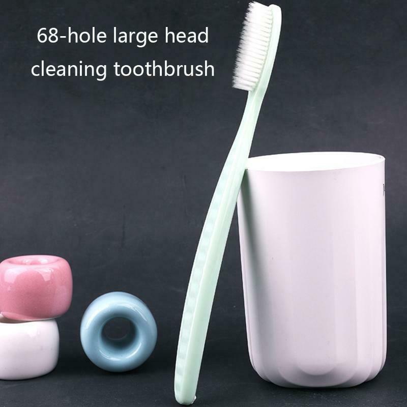 68 Holes Multi-Color Soft Bristle Big Head Toothbrush Adults Cleaning Toothbrush