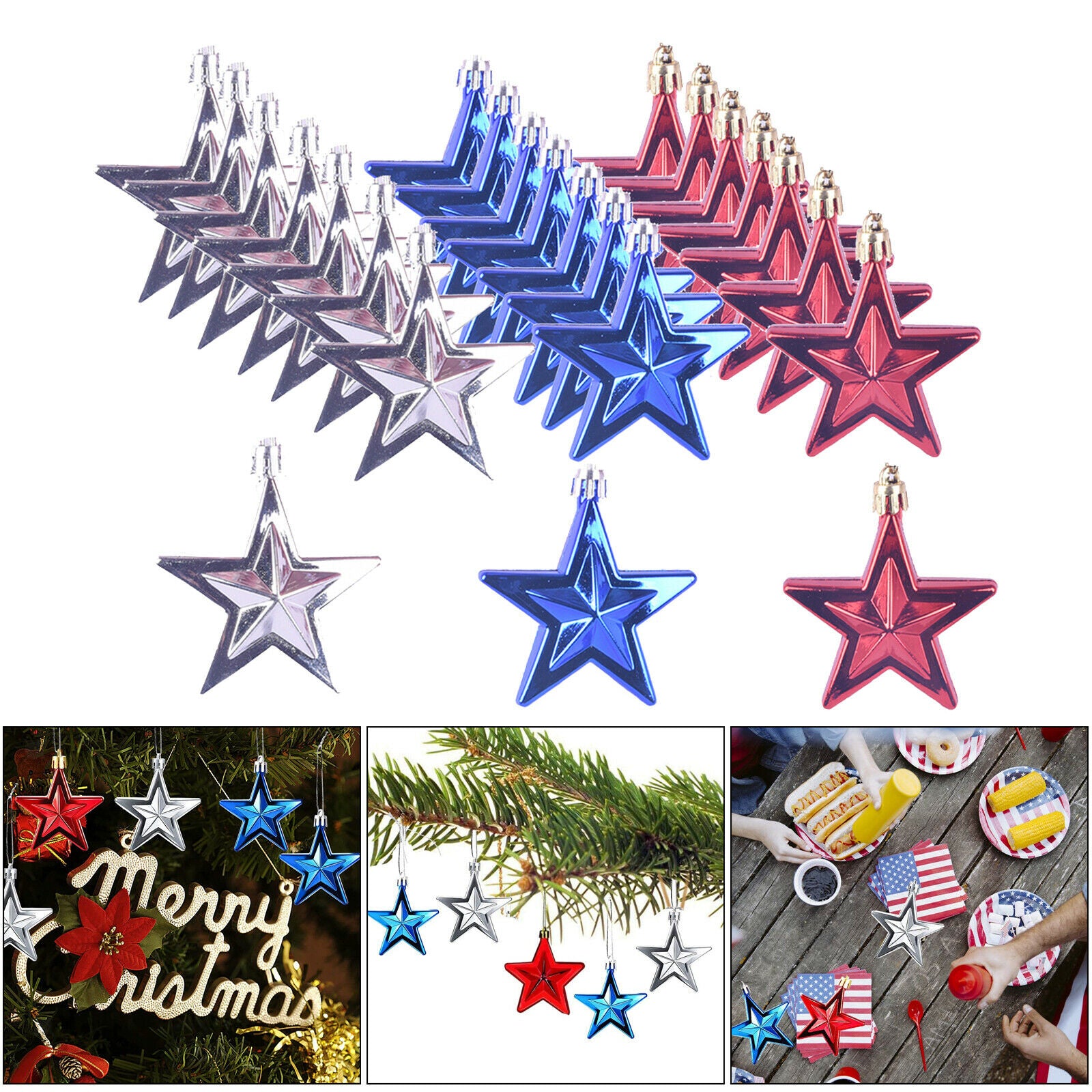 Hanging Star Ornament for Party Festival Photo Glitter DIY Decor Crafts