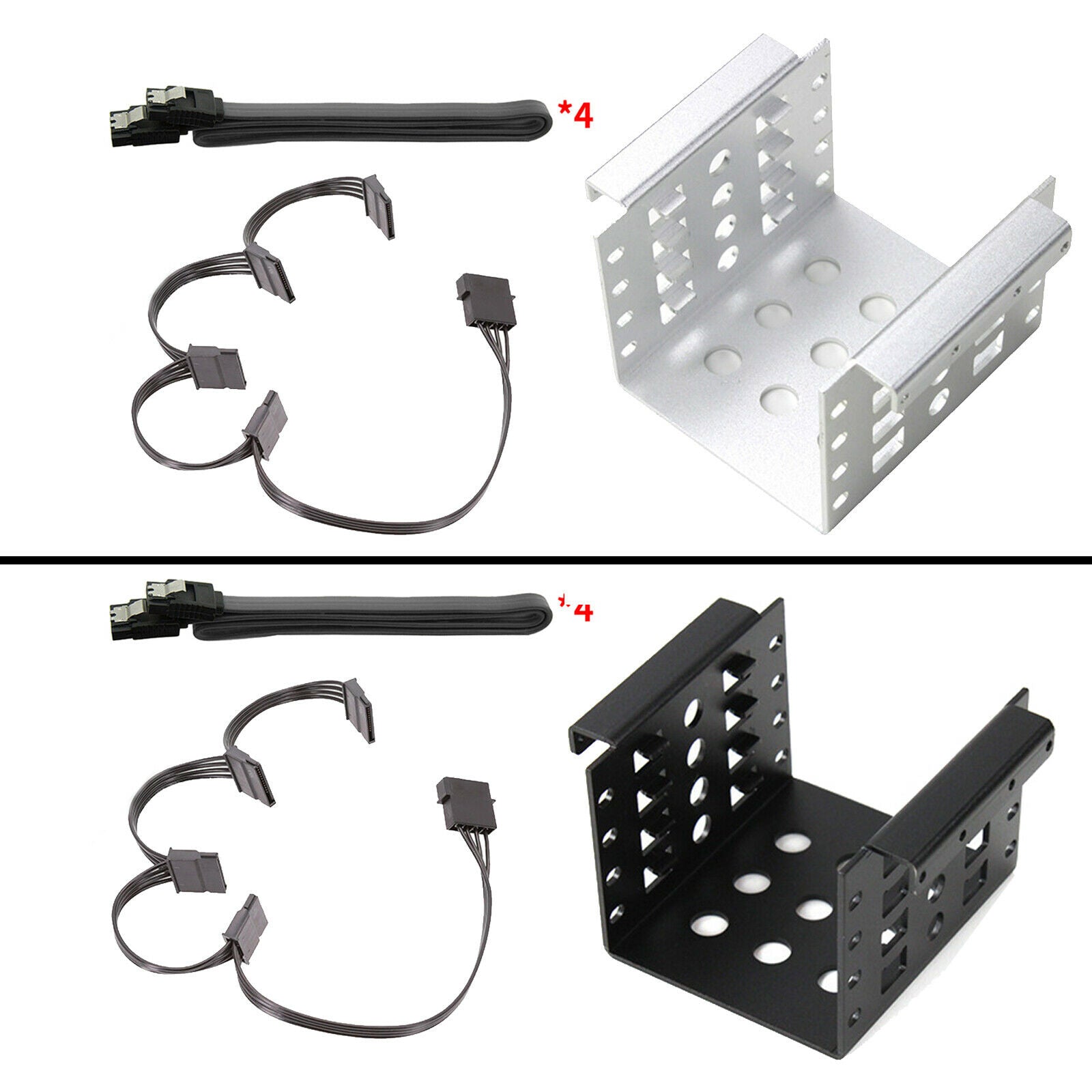 2x Metal 4-Bay 2.5" SSD HDD Hard Drive Caddy Bracket Rack Kit Spare Parts