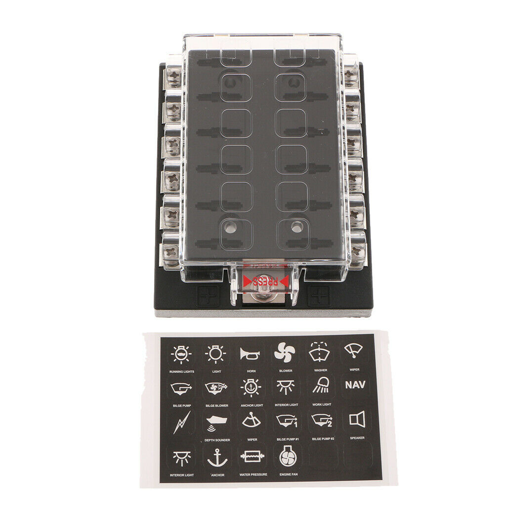 Automotive Car Marine 1 In 12 Out  ATO Blade Fuse Box Screw Holder 32V 40A
