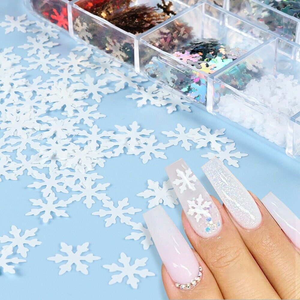 12 Grids/Box Winter Christmas Manicure Snowflake Sequins Nail Art Decorations