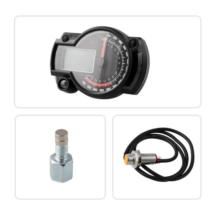15000rpm Motorcycle Speedometer Gauge Universal LCD Digit Tachometer Odometer