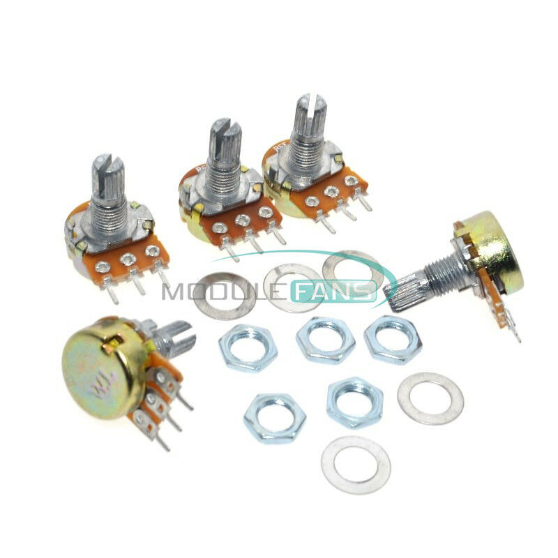 5PCS WH148 Pot B20K 20K Linear Potentiometer Shaft 15mm 3Pin with Nuts