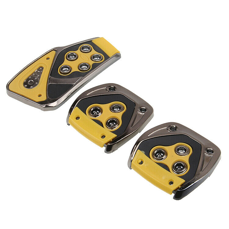 Universal 3Non-slip Yellow Aluminum Manual Car MT Gas Brake Foot Pedal Pad Cover