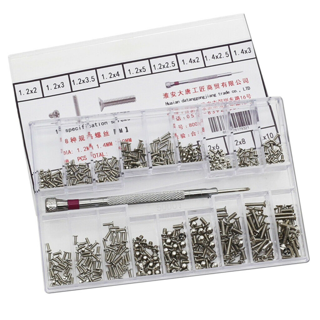 500pcs 18 Size Eyeglass Screw Repair Set Stainless Steel Screwdriver For