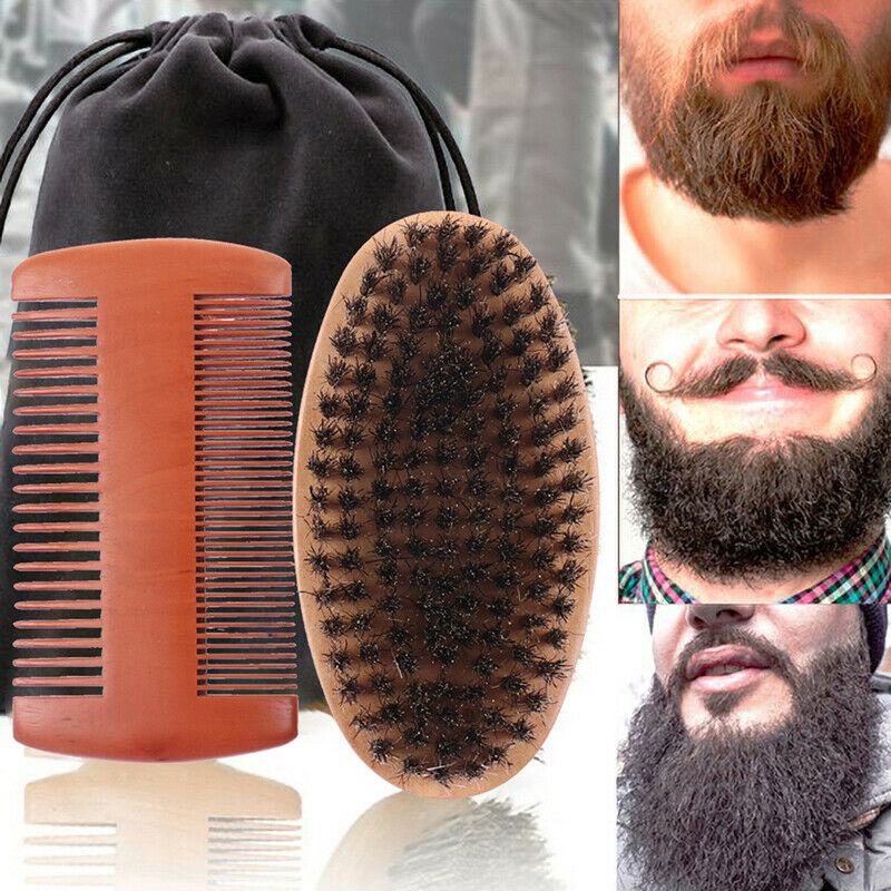2Pcs/Set Beard Brush Set Double-sided Styling Comb Repair Modeling Cleani.l8