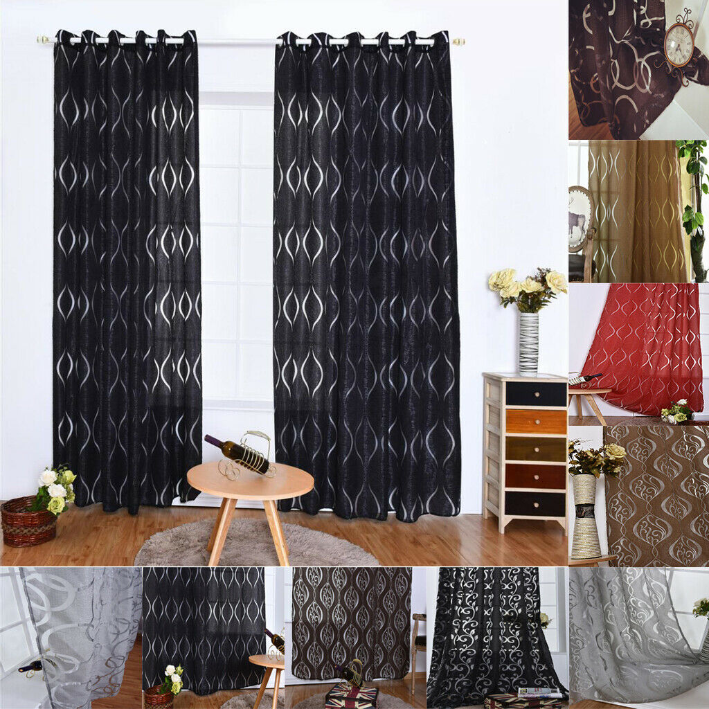 100*200cm Decorative Room Wear Rod Curtain Shade Panel Voile  #1 Black