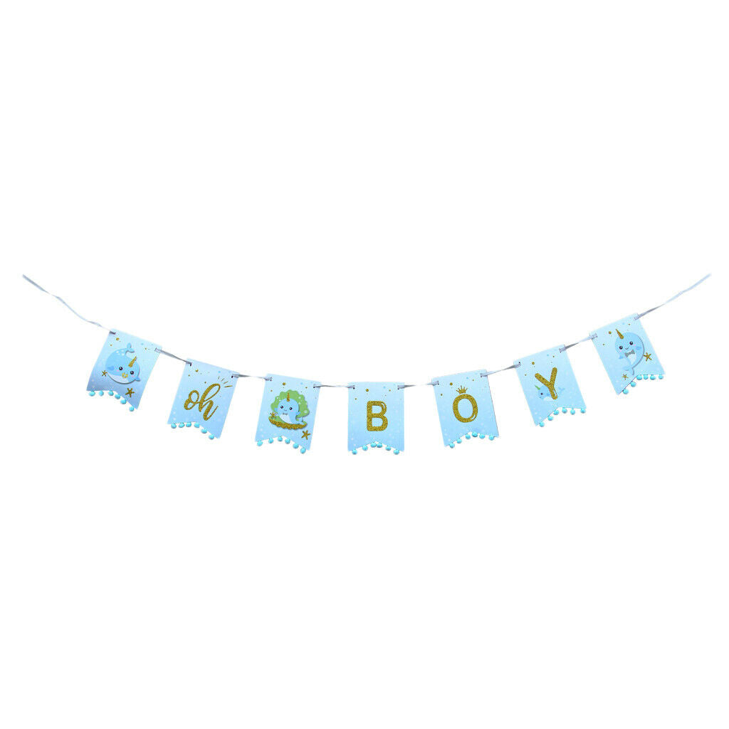 Shark Series Paper Banner Birthday Bunting Children Garland Hanging Decor