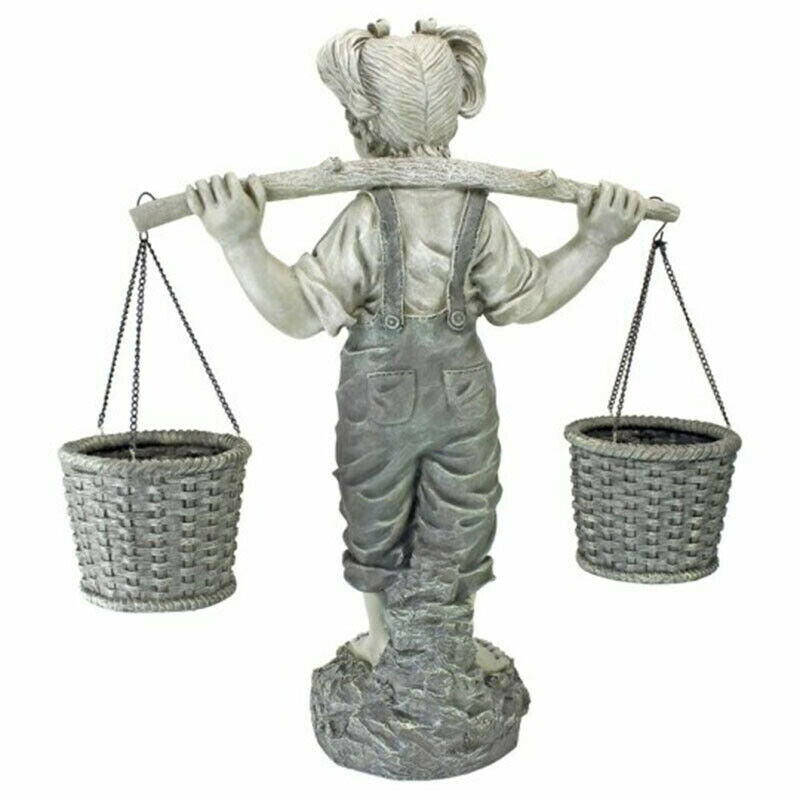 Flowers for Felicity Little Girl Garden Statue Two Tone Stone Garden StatuesBDA