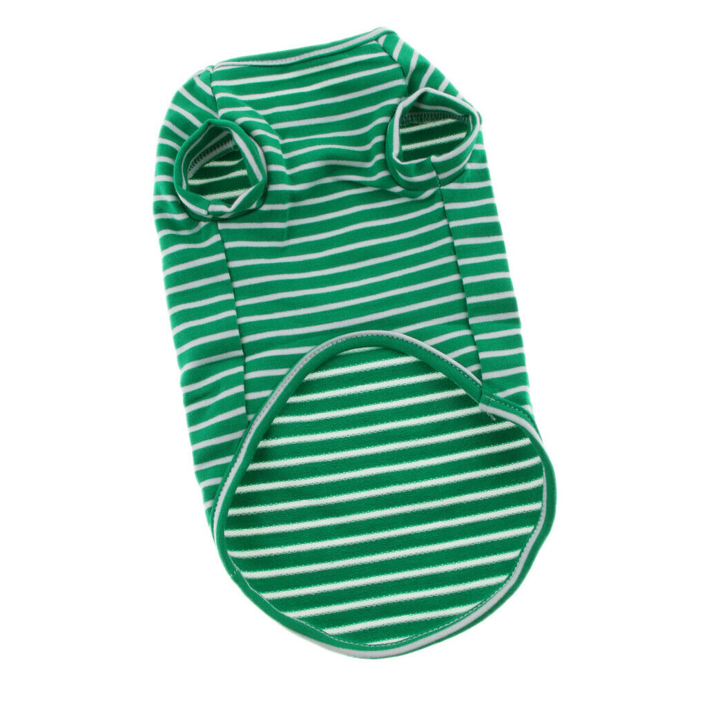 Pet Cat Striped Pajamas Kitten Comfortable Cotton Clothes Shirt Green