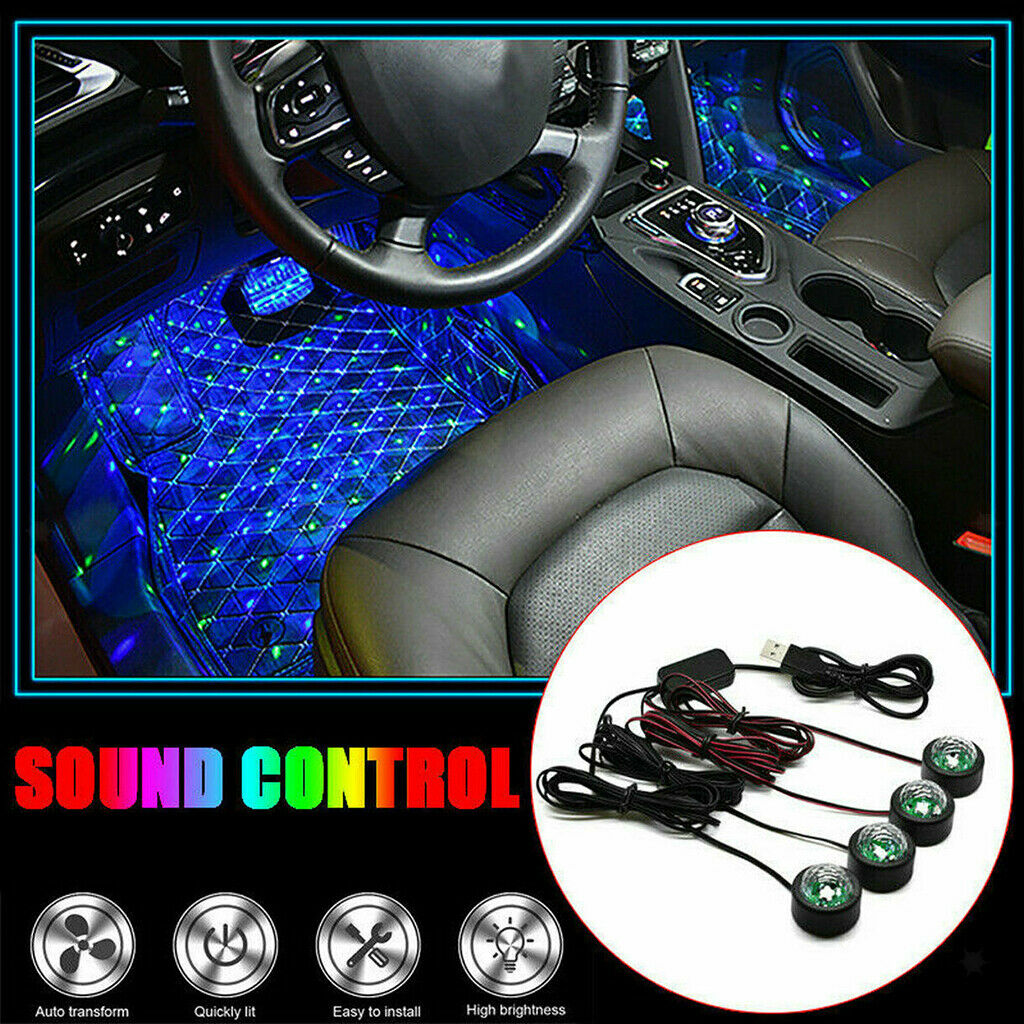 USB Auto Car LED Lamp Light Interior Footwell Seat Ambient Decor Neon Lamp