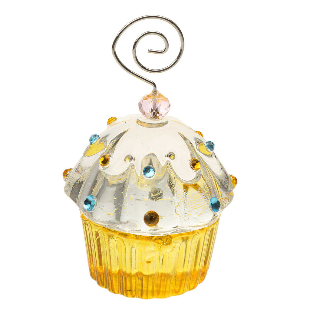 Wedding Party Crystal Cake Style Table Place Card Clip Photo Holder Yellow