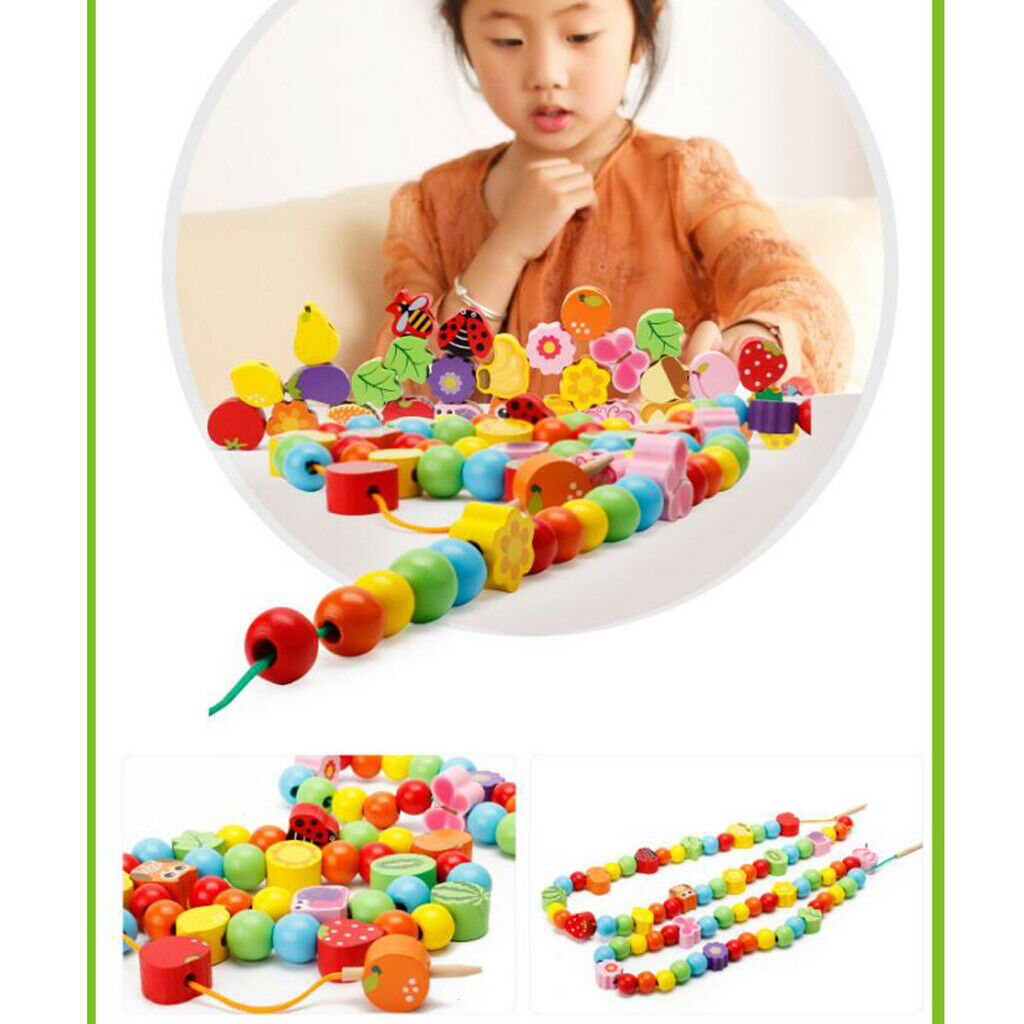102 Pieces Developmental Baby Color Shapes Cognition Primary Lacing Beads Set