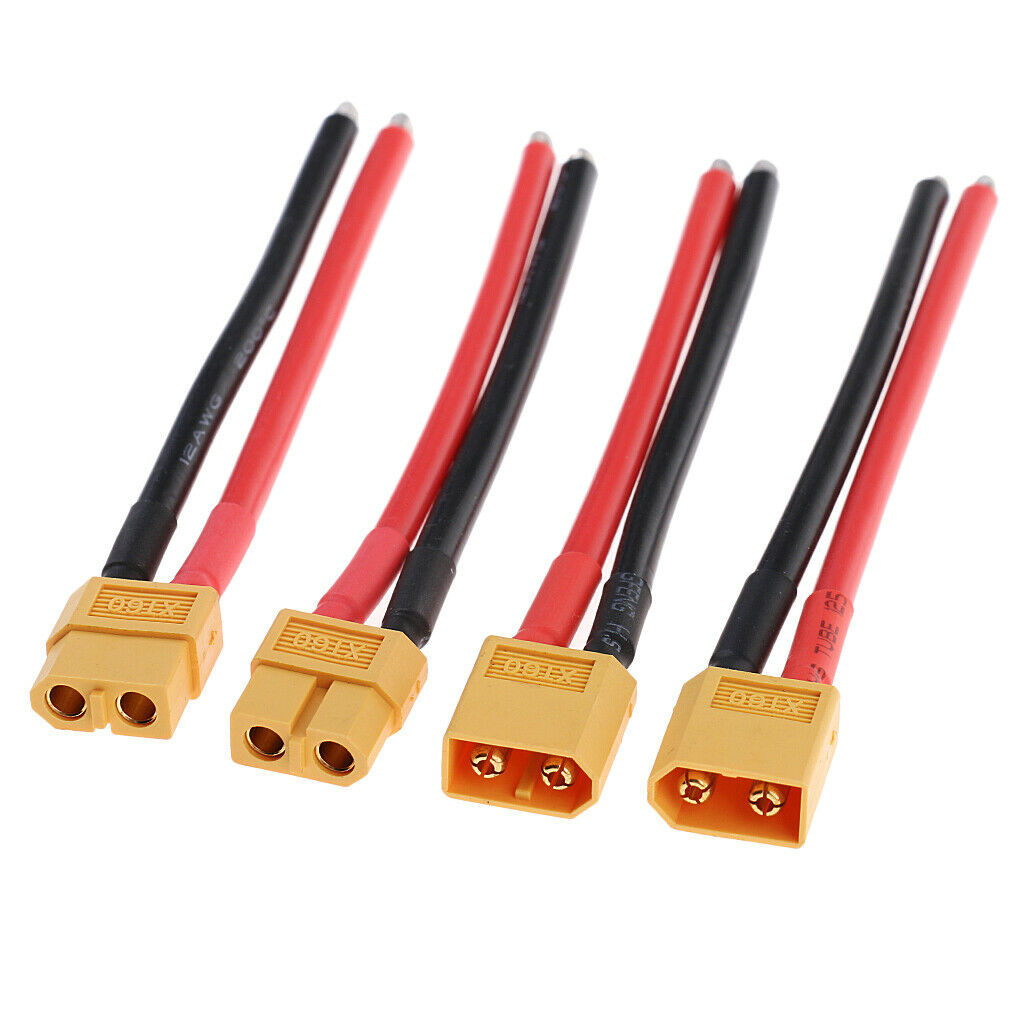 2 Pairs XT60 Female Male Connectors RC Car Truck Battery/ESC Convert Cable