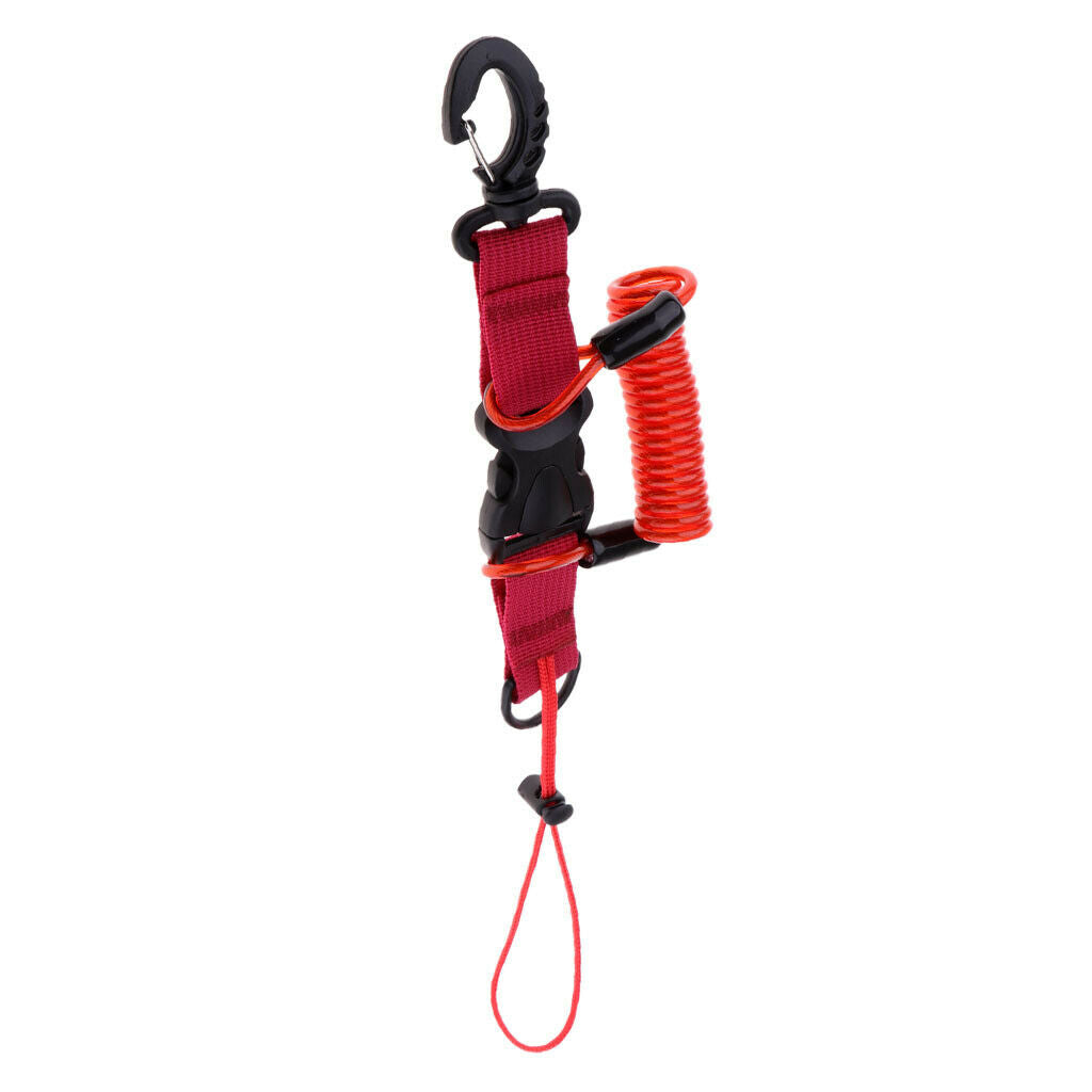 Coiled Cord Attachment Lanyard for Fishing Kayak Diving Water Sports Red