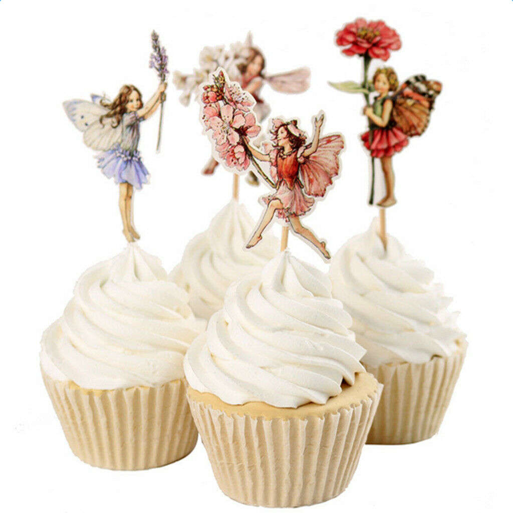 24x Flower Fairy Pixie Cupcake Cake Topper Birthday Baby Shower Party Favor