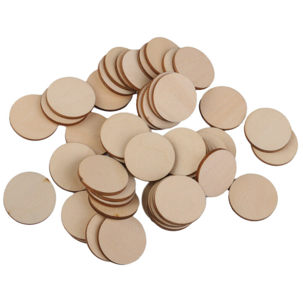 50x Natural Wooden Slice Unpainted Wood Shapes Thicken DIY Pendants 3cm