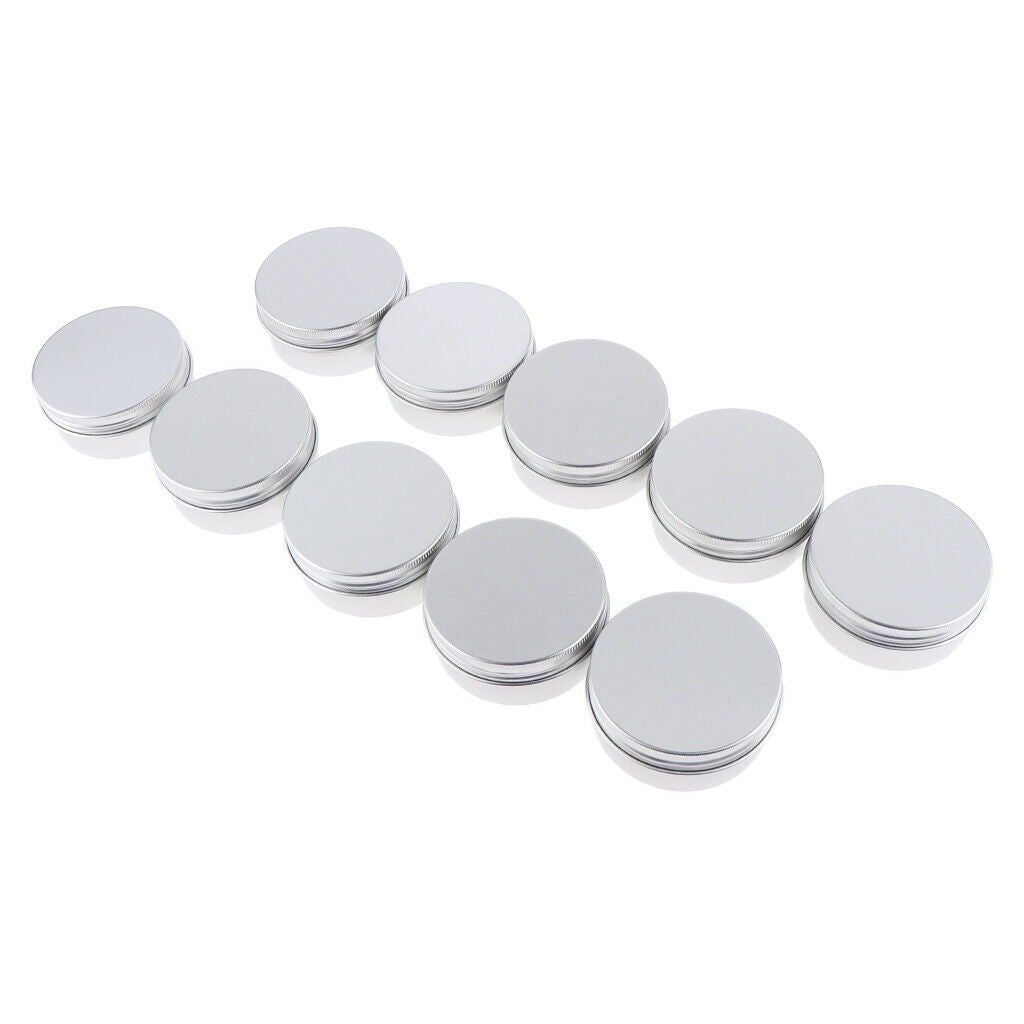 10x 50ml Aluminum Tin Jars Cosmetic Empty Screw Lid Containers Lip Balm Cans