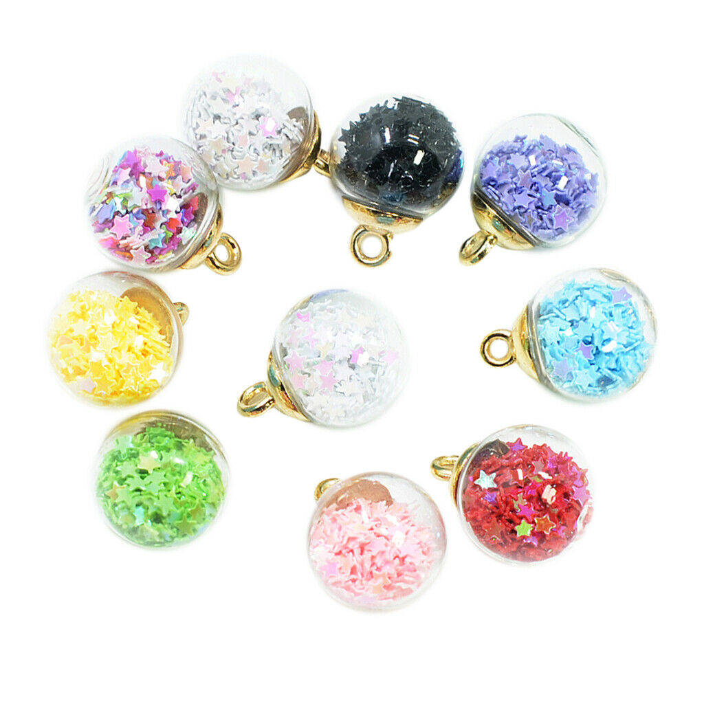 10x 16mm Assorted Color Glass Ball Charms DIY Earring Jewelry Findings