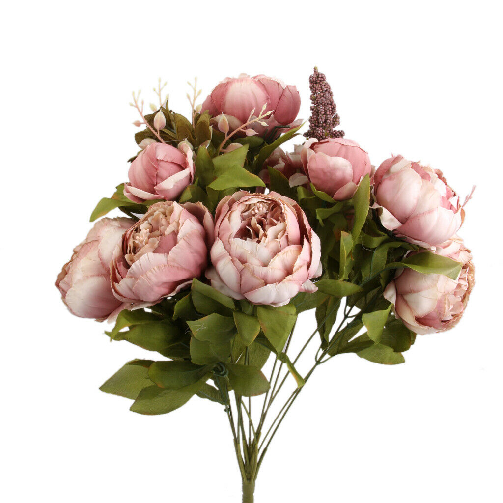 Pink Artificial Silk Peony Silk Flowers Bouquet Home Decorations