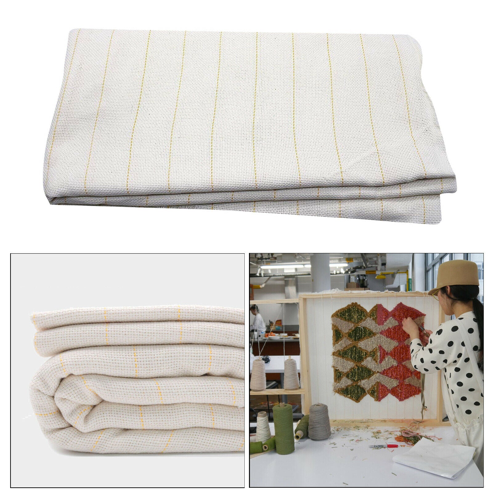 2.1x1m Monk Cloth Tufting Cloth with Marked Lines for Rug-Punch Needles DIY