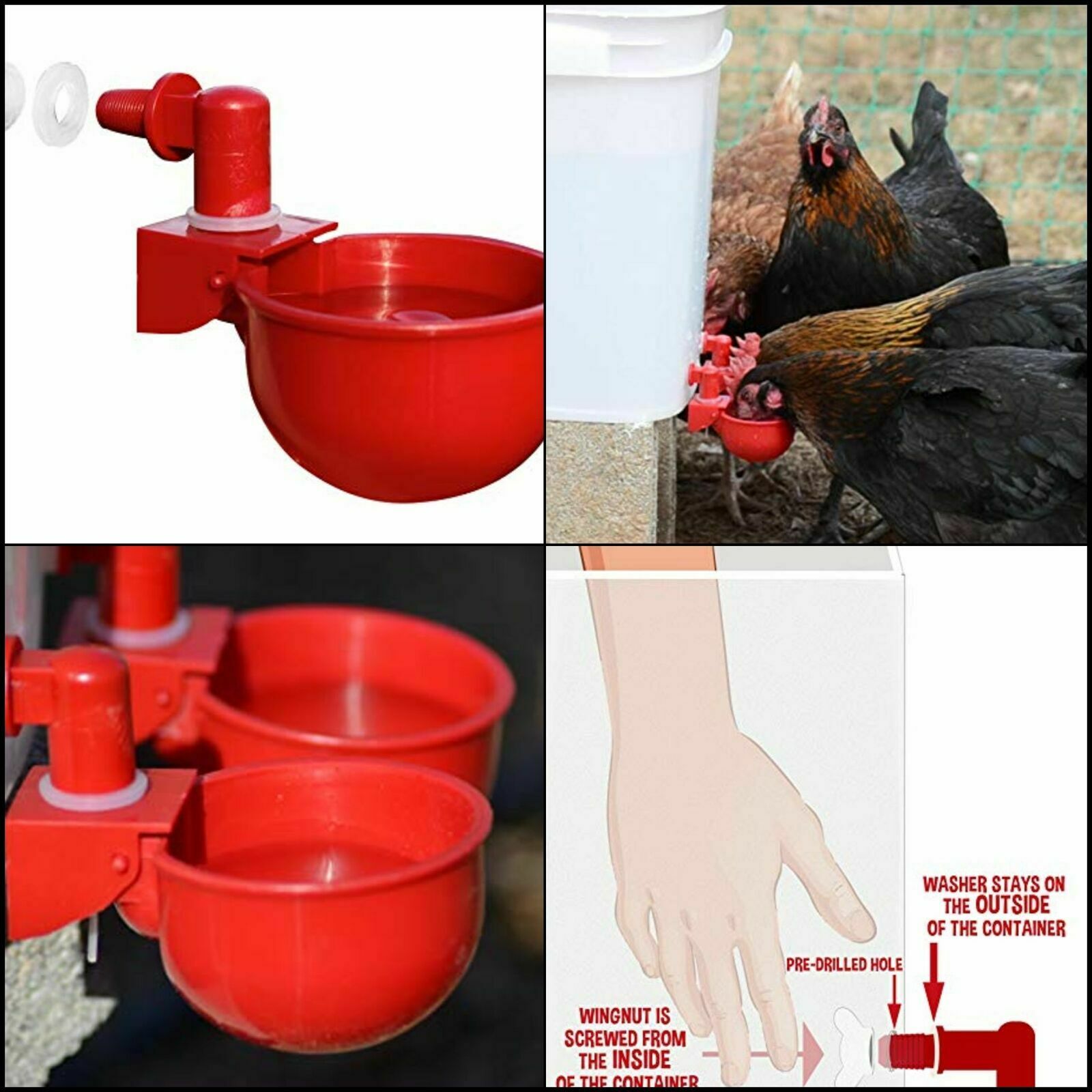Chicken Water Nipple Cup Drinking Poultry Rooster Coop Auto Drinker Cup 4 Pack