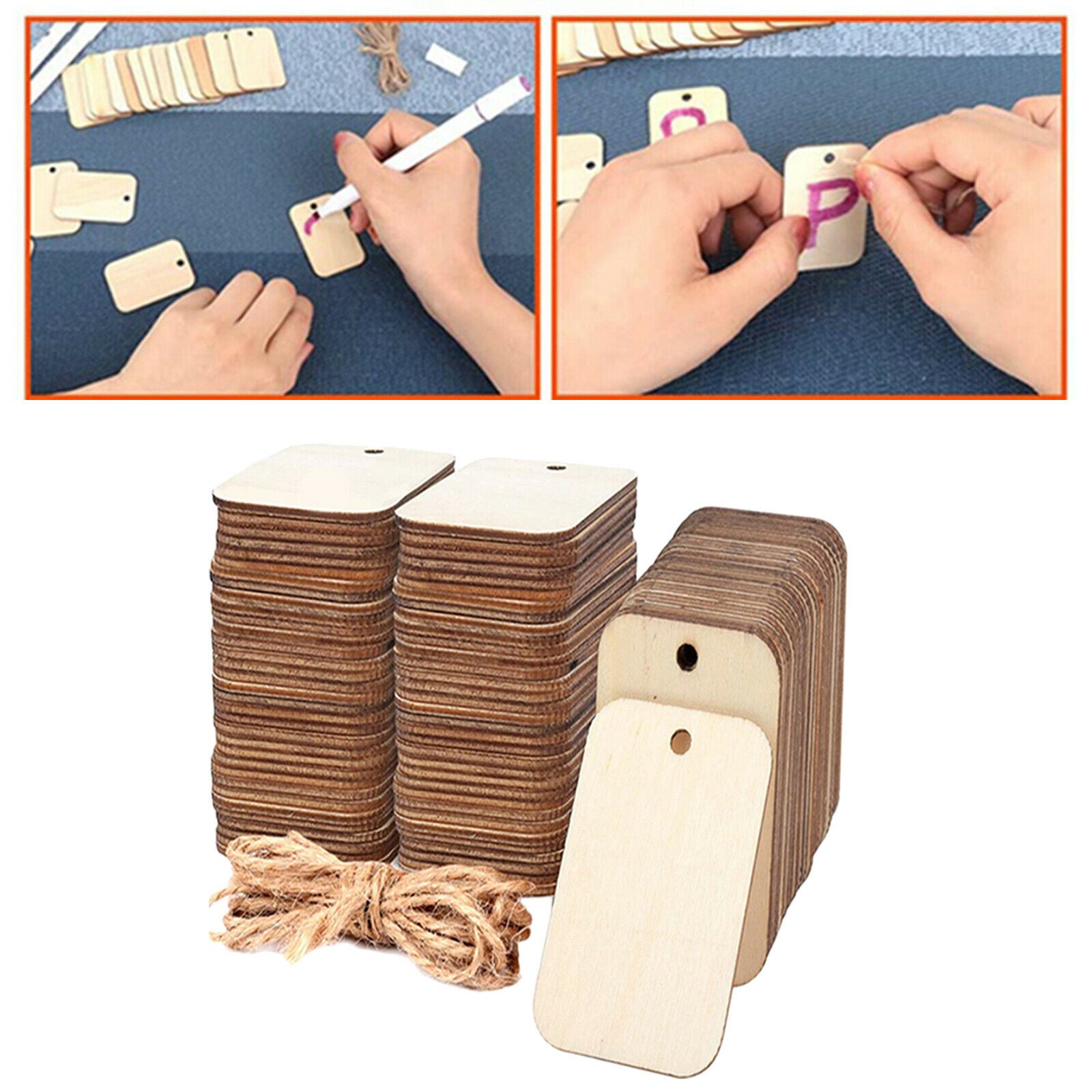 100Pcs Wooden Pendant Ornaments with Holes Decorations for Halloween Holiday