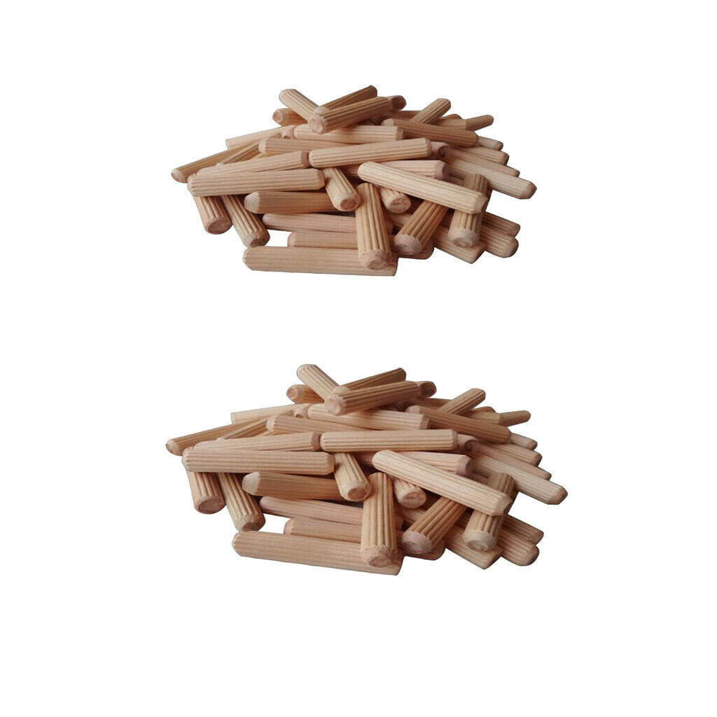 200 Pcs/Set Wooden Dowels Hard Wood Grooved Plugs Furniture Woodwork Grooved