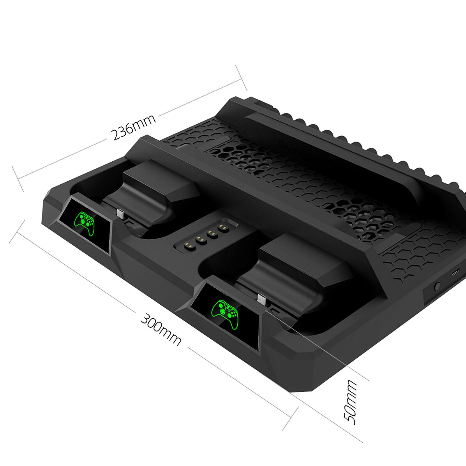 For XBOX ONE X S Console Charging Base Dual Controllers Charger with Cooling Fan