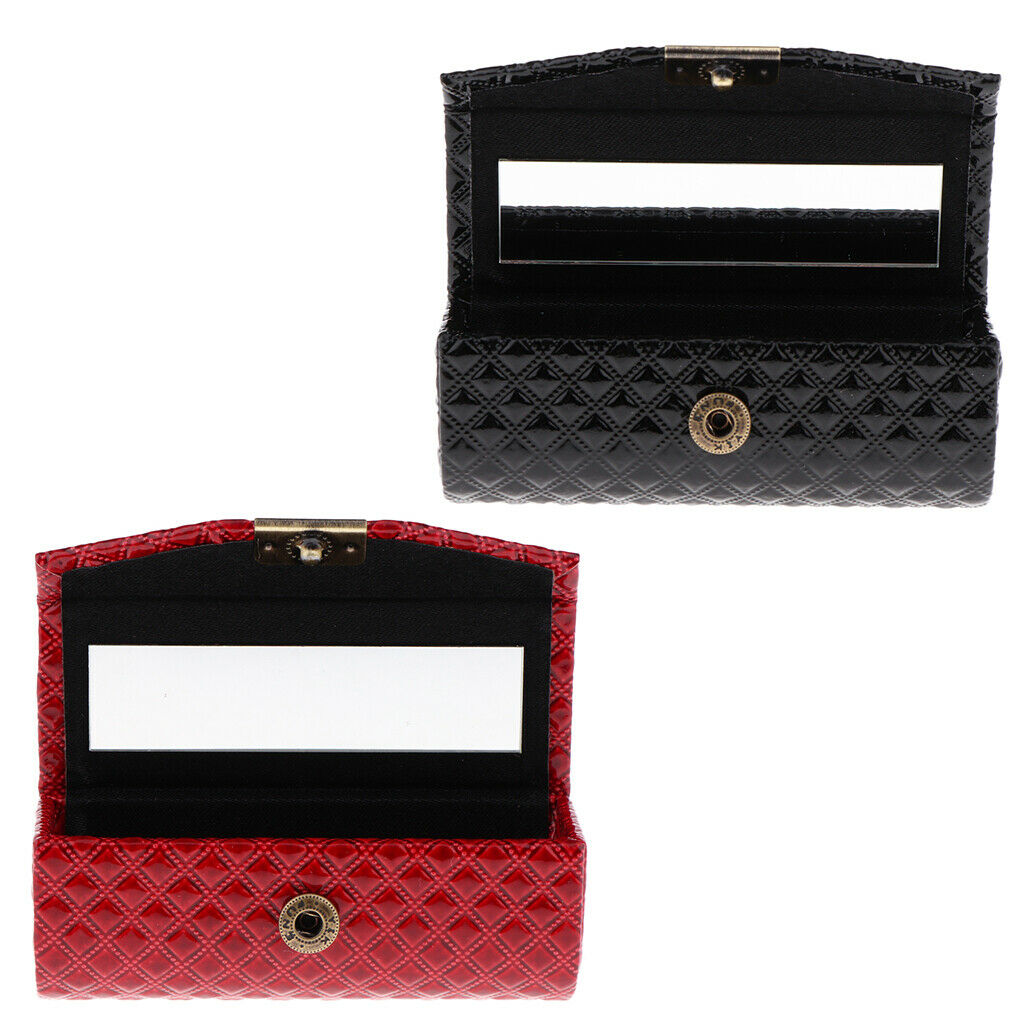 2x Premium Ladies Girls PU Leather Lipstick Case Single Lip Stick Gloss Holder