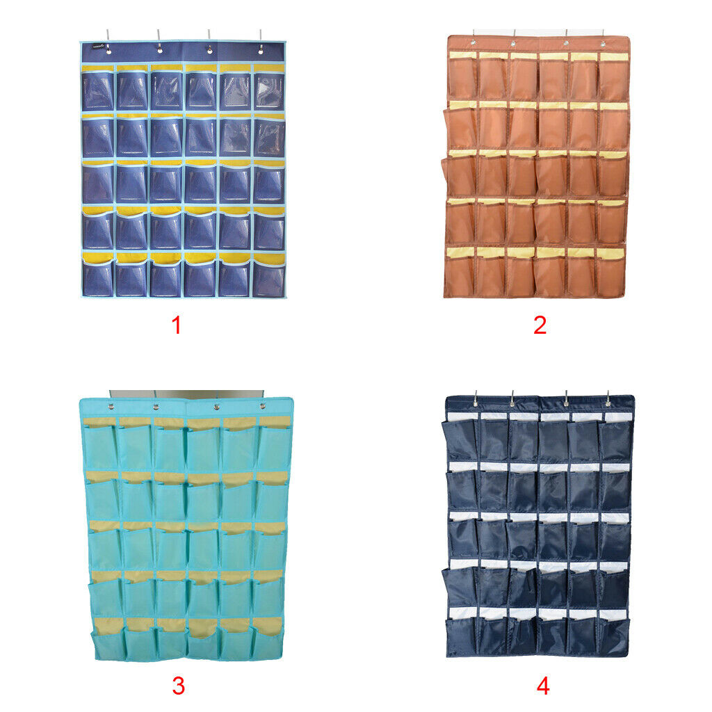 Hanging Organizer Pocket Chart for Cell Phones Business Cards Holder Blue