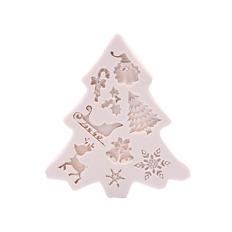 1PC Santa Claus Chocolate Fondant Cake Mold Xmas Tree Silicone Christmas .l8