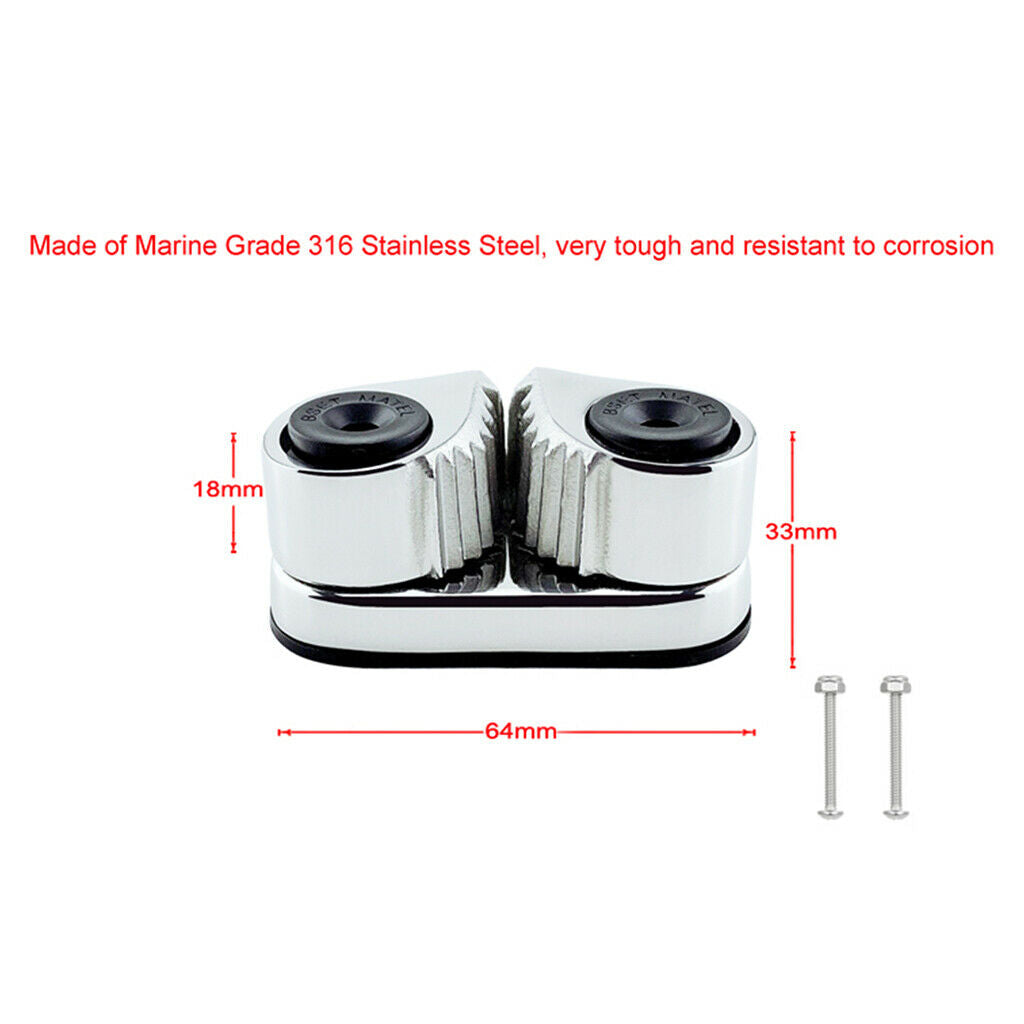 Kayak Cam Cleats & Fairlead Stainless Steel Fast Entry fits for 3-12mm Line