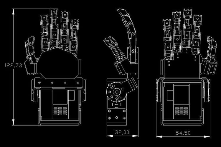 New Humanoid 5 Fingers Manipulator Clamp Right Hand With Servo for Robot DIY