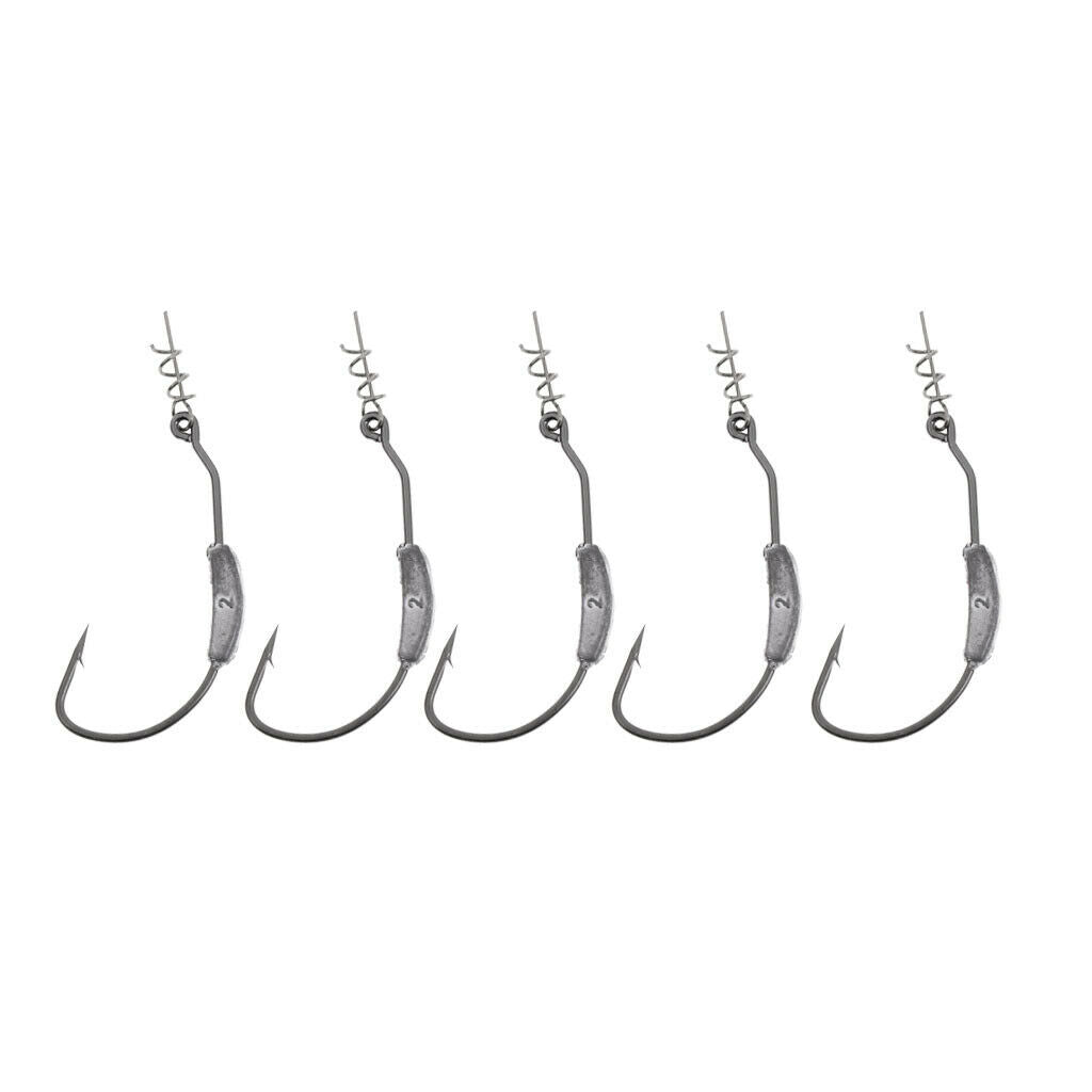 15Pcs Weighted Spring Twist Lock Fishing Hooks Worms Lures 2/3/5g Springs