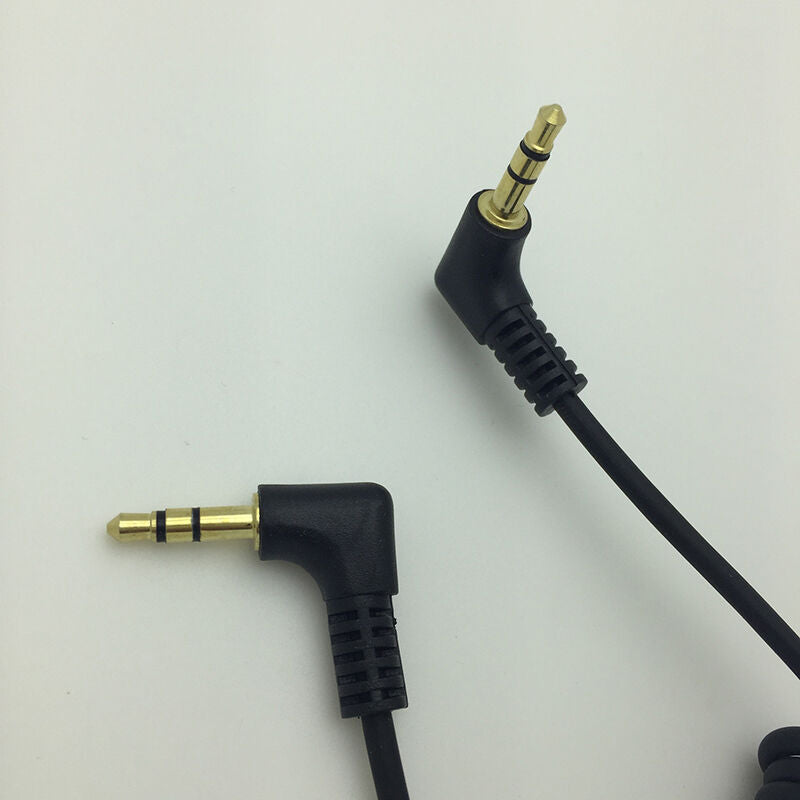 Aux Cable 3.5mm Male 3 Pole Angled To Male Extension Audio Coiled Spiral
