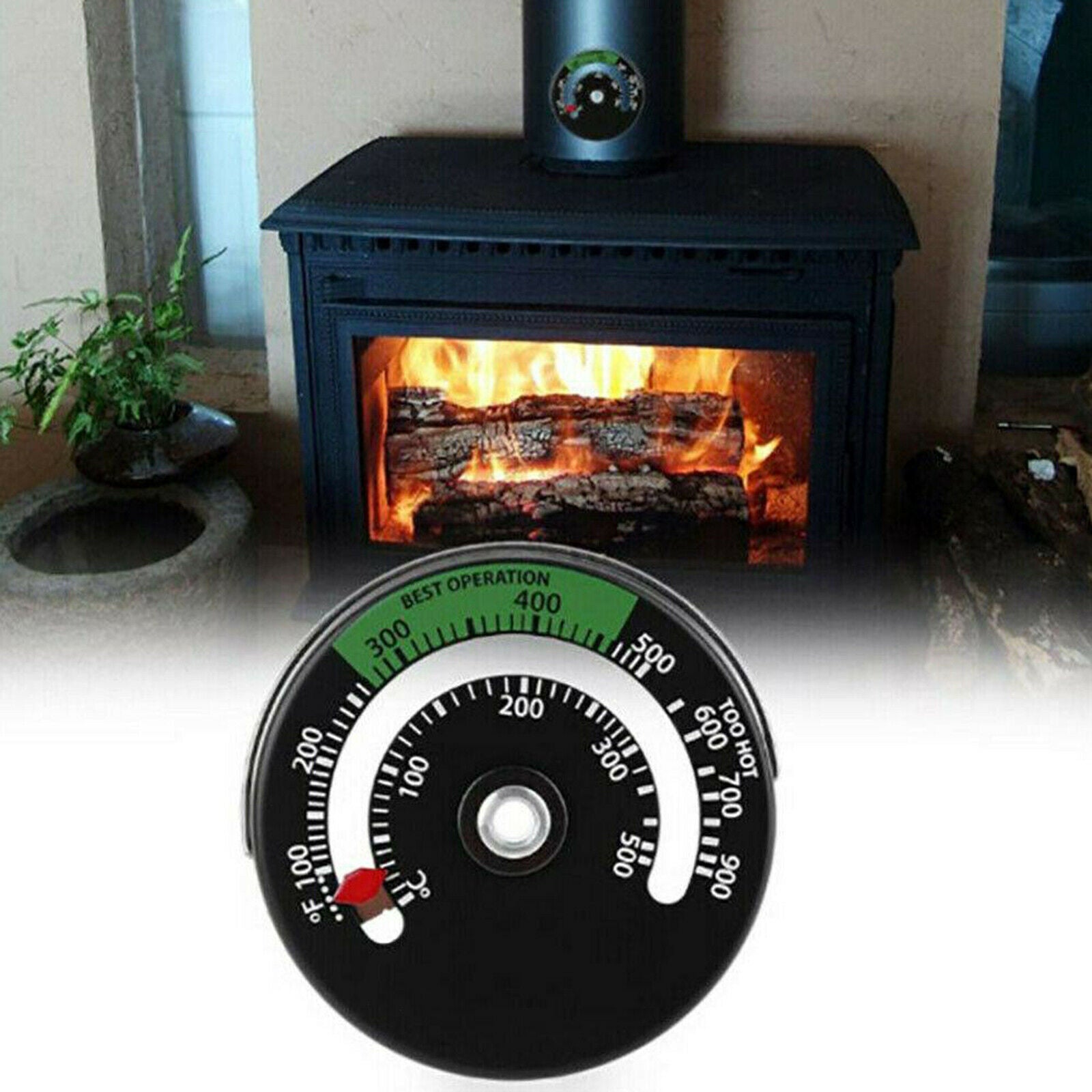 Magnetic Stove Thermometer Multi-Fuel Log Burner Burning Temperature Gauge