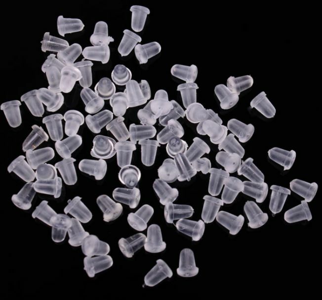 500pcs clear Rubber Earring Back Stoppers Ear Post Nuts Jewelry Making 4mm hs