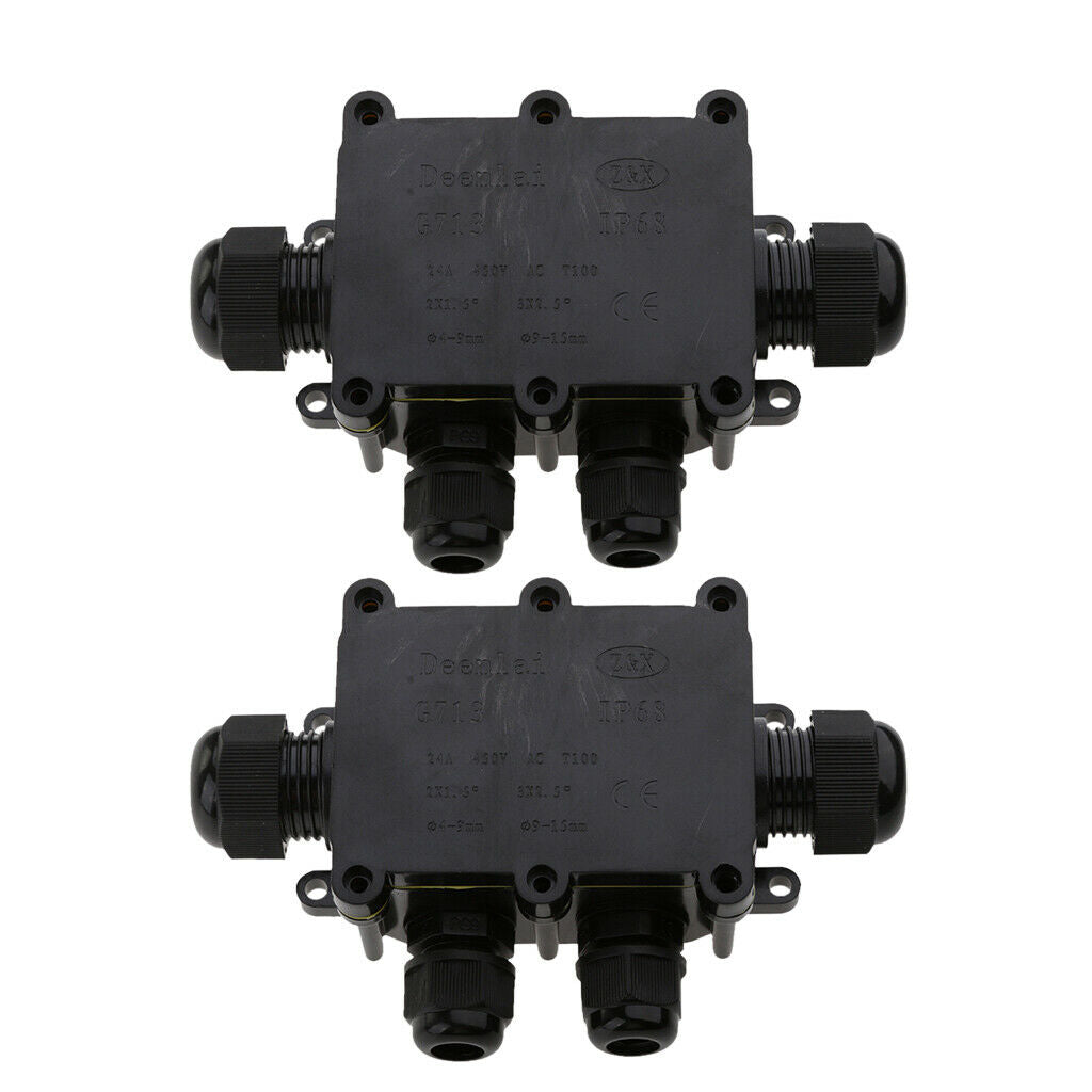 2x 4Way Electrical Junction Box Terminal Connection Waterproof Protection