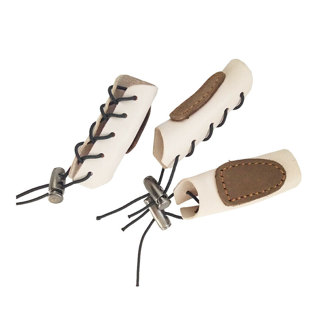3 Finger Guard Cowhide Split Fingertabs Protector For Archery Bow Hunting