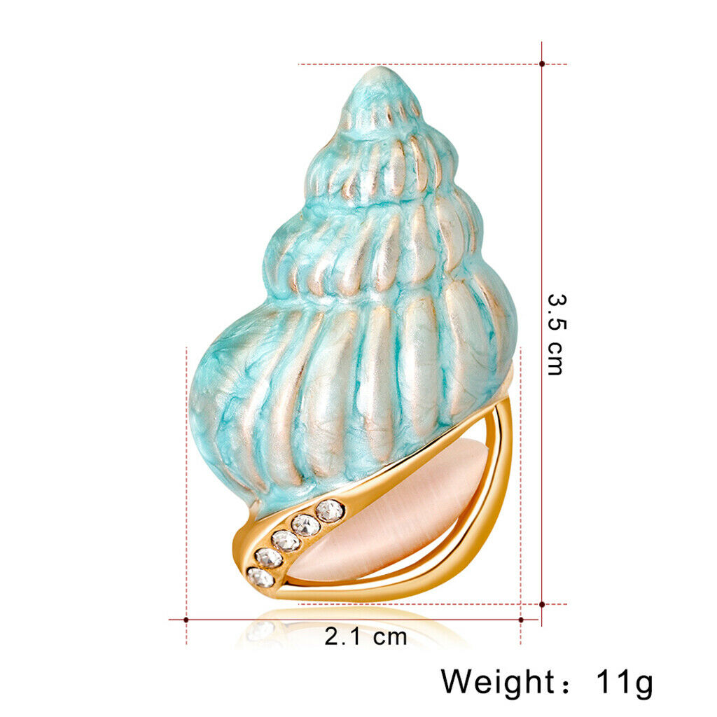 Crystal Blue Conch Brooch Pin Enamel Color Brooch Nautical Wedding Gift