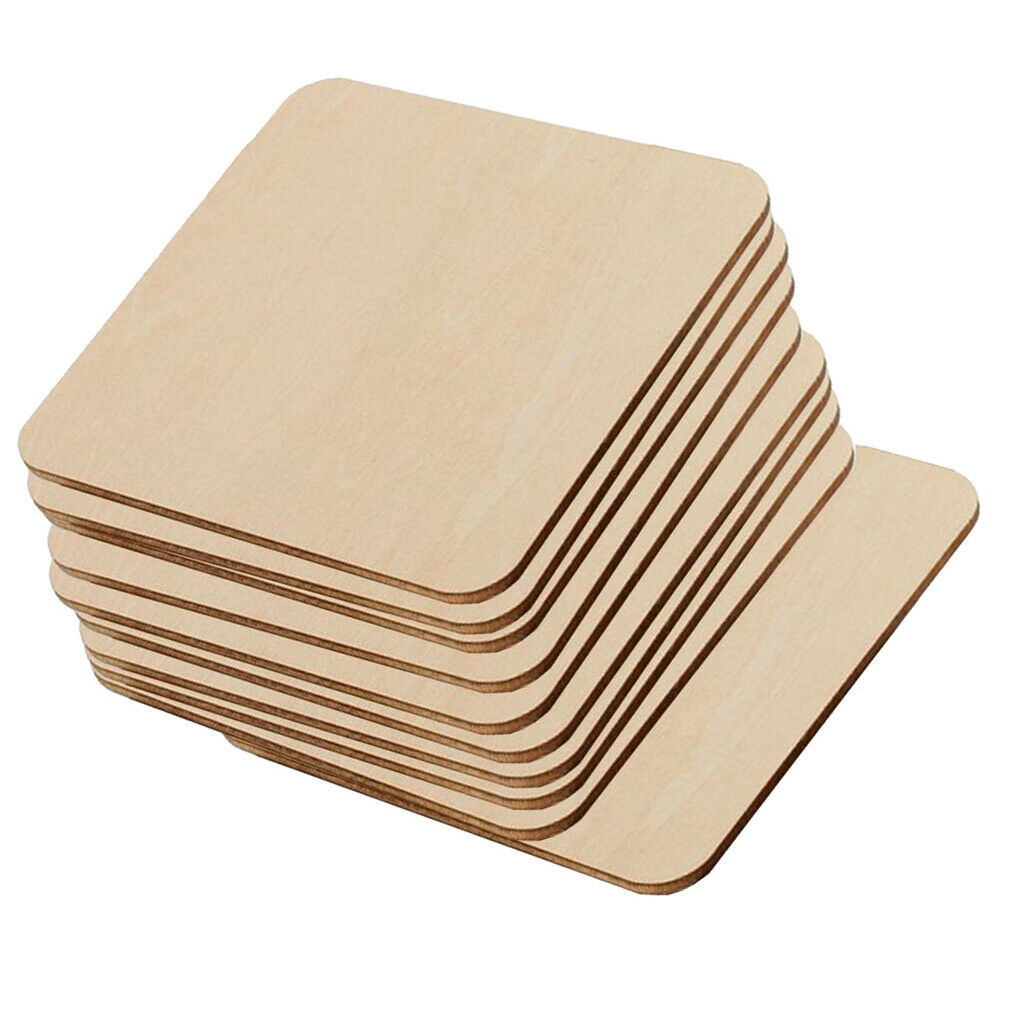 20  Pcs/Set Unfinished Wood Cutouts Square Wooden Pieces Blank for Crafts