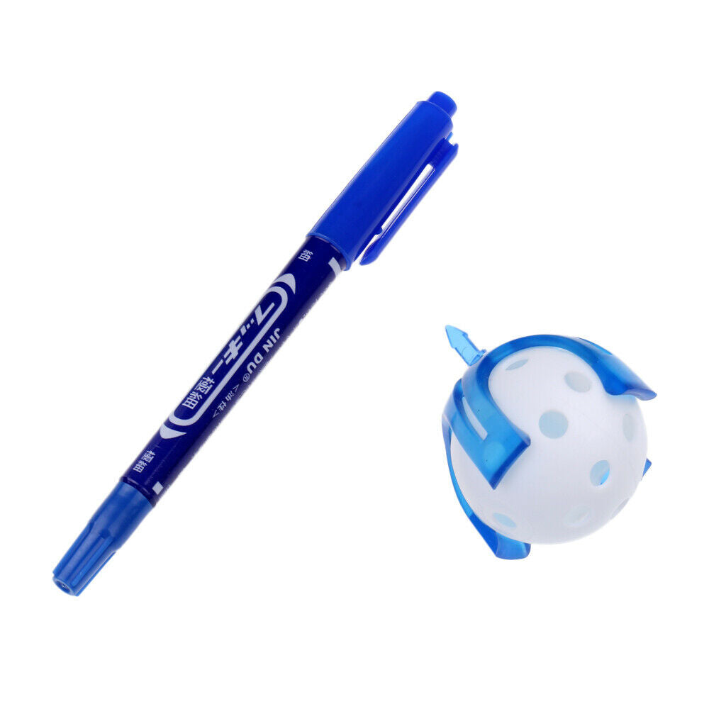 Golf Ball Liner Marker Template Drawing Alignment Tool with Pen & Ball Blue