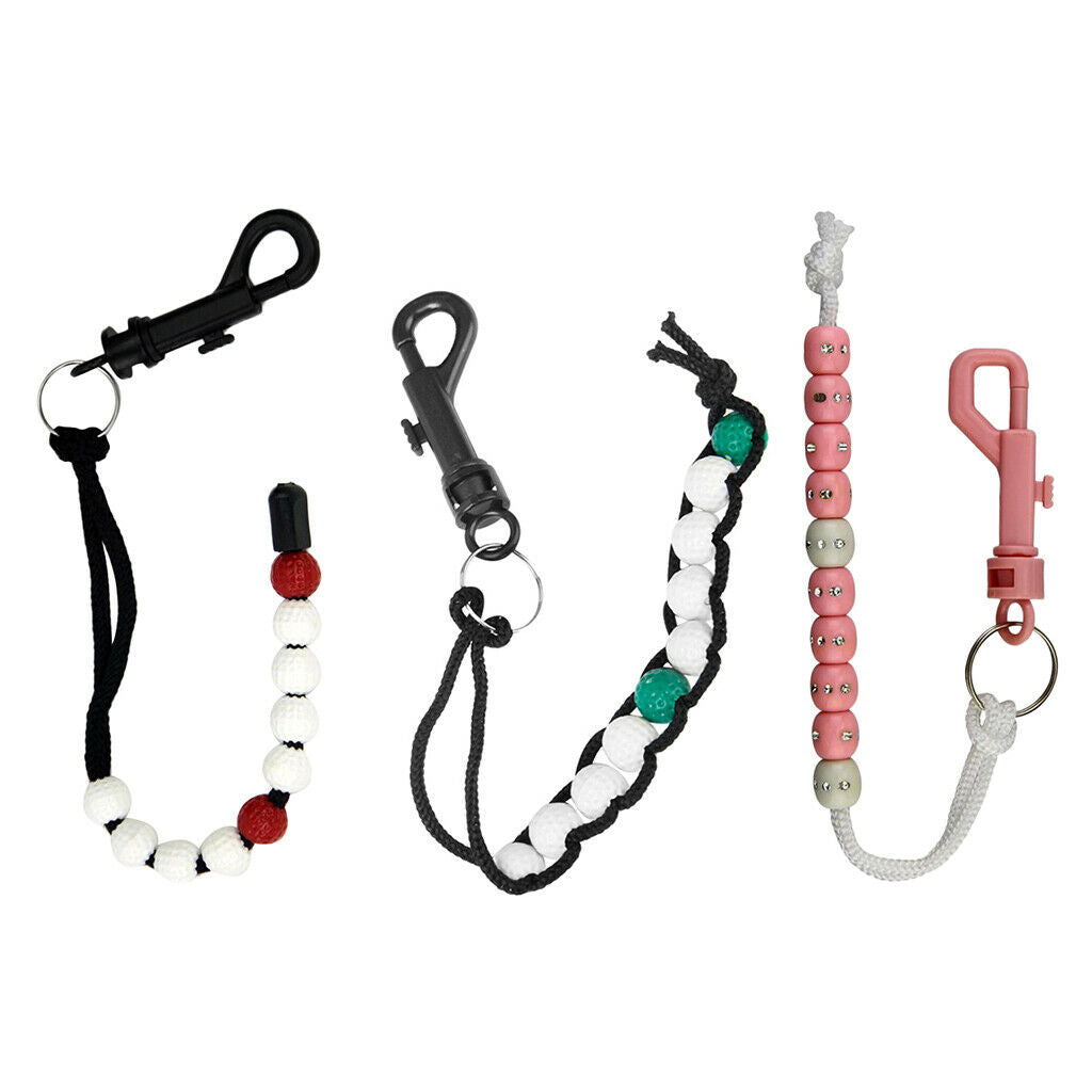 3pcs Golf Stroke Bead Score Counter with Clip for Golf Training Aids